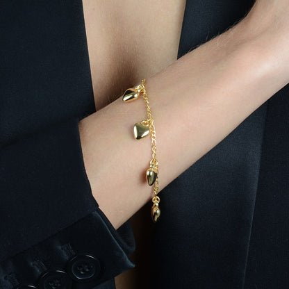 Pulseira Dourada Banhada a Ouro 24K com Coração - Belice Joias