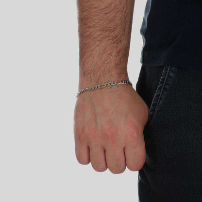 Pulseira Prateada Masculina Elo 3 por 1 5mm - Belice Joias