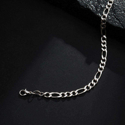 Pulseira Prateada Masculina Elo 3 por 1 5mm - Belice Joias