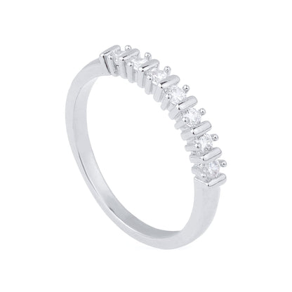Anel Aparador de Aliança Cravejado Zircônia Ouro Branco - Belice