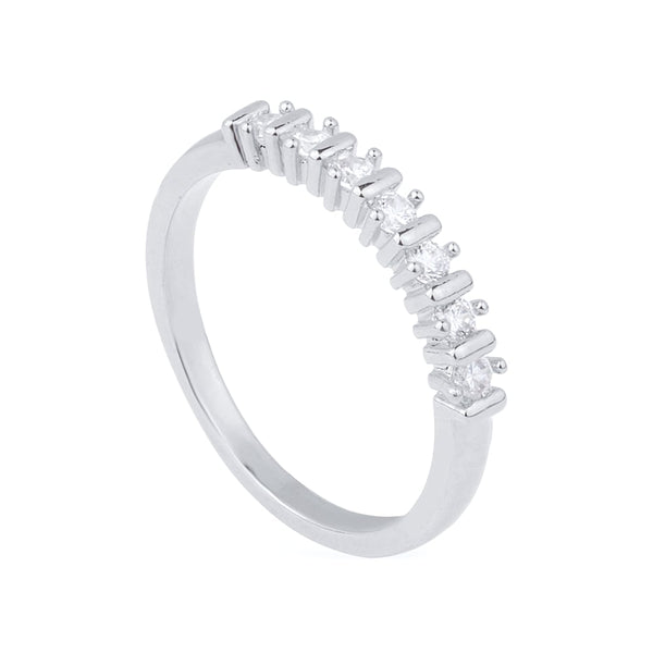 Anel Aparador de Aliança Cravejado Zircônia Ouro Branco - Belice