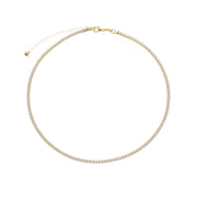Colar Choker Riviera Dourado Pedras Brancas Ouro 24K Belice Joias