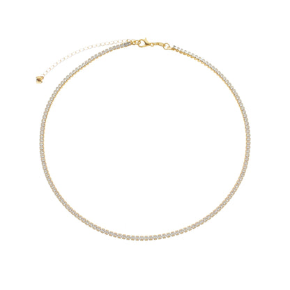 Colar Choker Riviera Dourado Pedras Brancas Ouro 24K Belice Joias