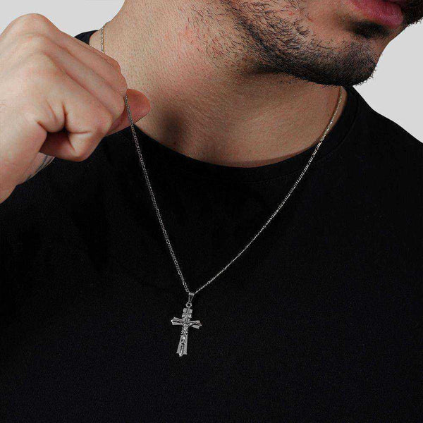 Pingente Crucifixo Masculino Banhado a Ródio - Belice Joias