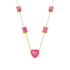 Colar Feminino Banhado a Ouro 24K Pedras Rosas - Belice Joias