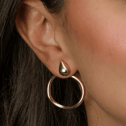 Brinco de Gota Dourado com Argola Banhado a Ouro - Belice Joias