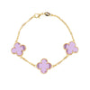 Pulseira Trevo Zircônia Rosa Banhada a Ouro 24K - Belice Joias