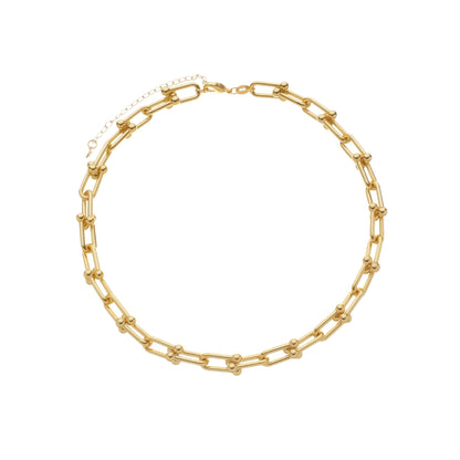 Colar Choker Feminino Elos Largos Banho Ouro 24K - Belice Joias