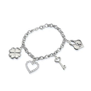 Pulseira Feminina Elo Português com Pingentes - Belice Joias