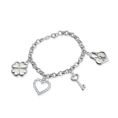 Pulseira Feminina Elo Português com Pingentes - Belice Joias