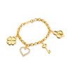 Pulseira Elo Português Dourada com Pingentes Ouro 24K - Belice Joias
