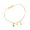 Pulseira Dourada Olho Grego e Pérolas Ouro 24K - Belice Joias