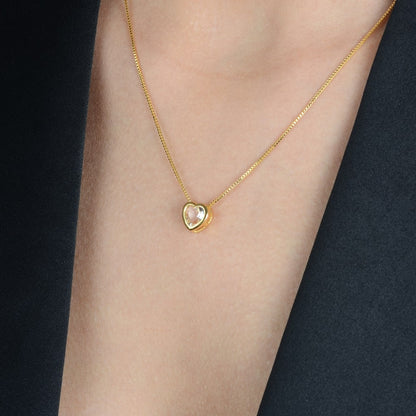 Colar Dourado de Coração em Pedra Natural Ouro 24k - Belice Joias