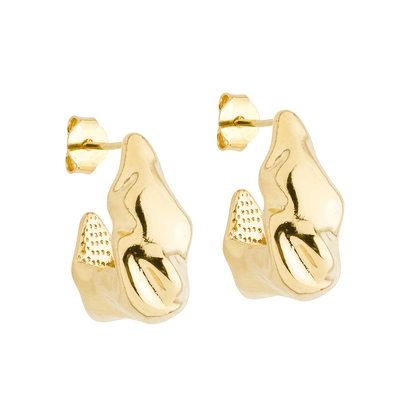 Brinco Dourado Formato Orgânico Elegante - Belice Joias