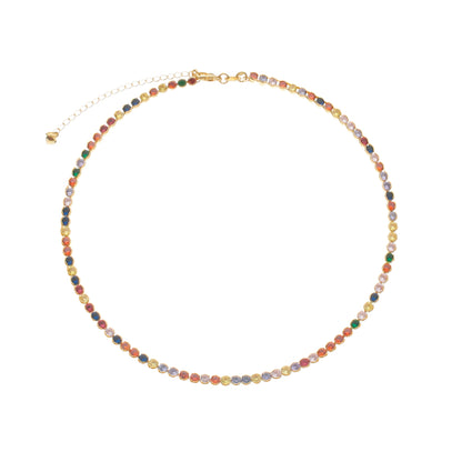 Colar Choker Riviera Pedras Coloridas Banho Ouro 24K - Belice