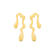 Brinco Dourado Orgânico de Gota Banhado a Ouro 24K - Belice Joias