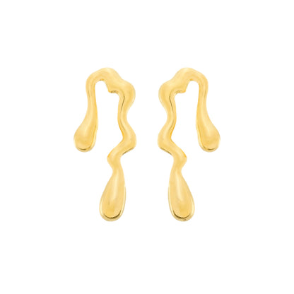 Brinco Dourado Orgânico de Gota Banhado a Ouro 24K - Belice Joias