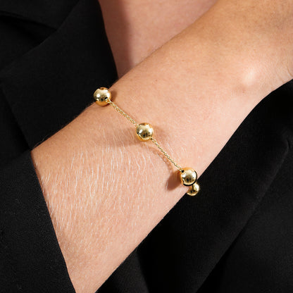 Pulseira Dourada de Bolas Grandes Banhada a Ouro 24K - Belice Joias