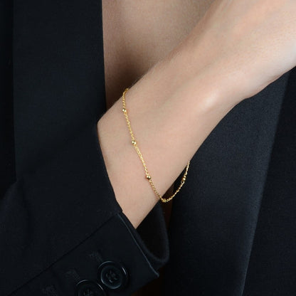 Pulseira Feminina Dourada de Bolinhas Ouro 24K - Belice Joias