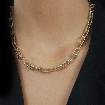 Colar Choker Feminino Elos Largos Banho Ouro 24K - Belice Joias
