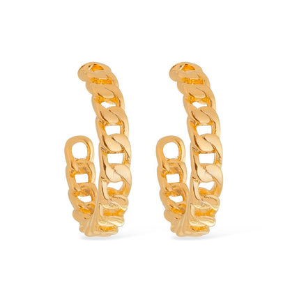Brinco de Argola Corrente Dourado Banhado a Ouro 24K - Belice Joias