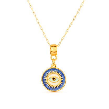Colar Dourado Medalha Olho Grego Banhado a Ouro 24k | Belice Joias