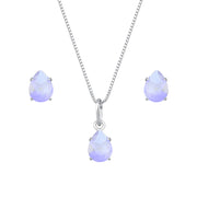 Conjunto Colar e Brinco Gota Roxa Zircônia Prata 925 Belice Joias