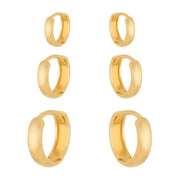 Trio de Argolinhas Banhado a Ouro 24K Antialérgico | Belice Joias