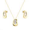 Conjunto Colar e Brinco Dourado Orgânico Madrepérola Belice Joias