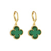Brinco Trevo Dourado Zircônia Verde Banho Ouro 24K - Belice Joias