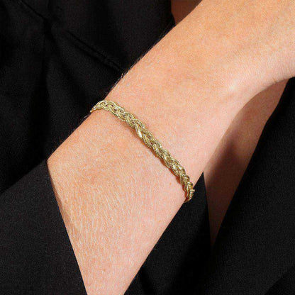 Pulseira Dourada Trançada Banhada a Ouro 24K 18cm - Belice Joias