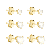 Kit Trio de Brincos Coração Ponto de Luz Dourado - Belice Joias