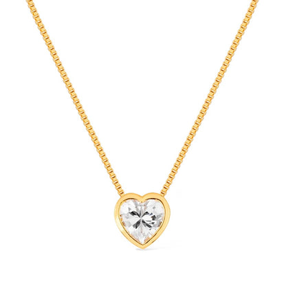 Colar Dourado de Coração em Pedra Natural Ouro 24k - Belice Joias