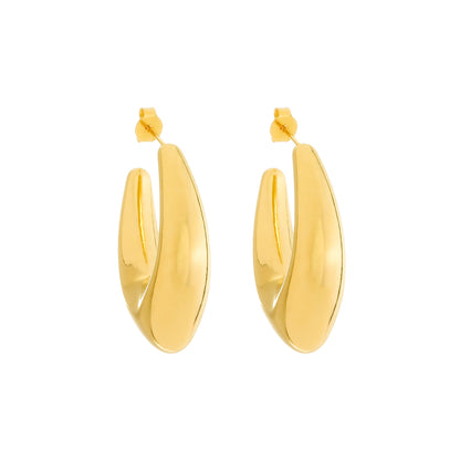 Brinco Dourado Concha Orgânico Banhado a Ouro 24K - Belice Joias