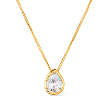 Colar Feminino Dourado Gota Zircônia Ouro 24K - Belice Joias