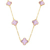 Colar Dourado 5 Trevos Rosa Banhado a Ouro 24K - Belice Joias