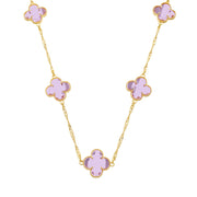Colar Dourado 5 Trevos Rosa Banhado a Ouro 24K - Belice Joias