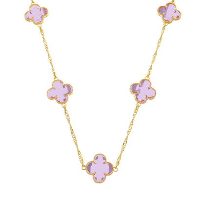 Colar Dourado 5 Trevos Rosa Banhado a Ouro 24K - Belice Joias