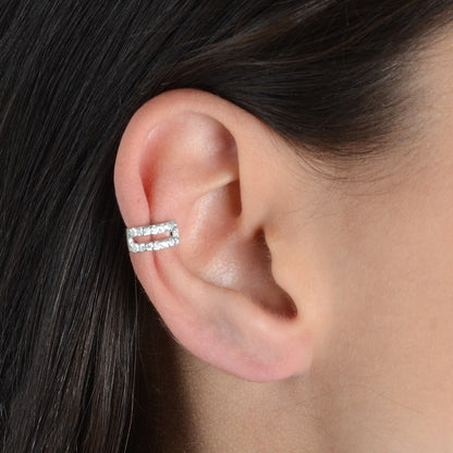Piercing de Pressão Prateado Zircônias Antialérgico | Belice Joias