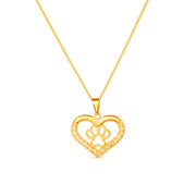 Colar Choker Coração e Pata Pet Zircônia Ouro 24K - Belice Joias