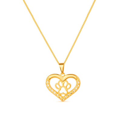 Colar Choker Coração e Pata Pet Zircônia Ouro 24K - Belice Joias