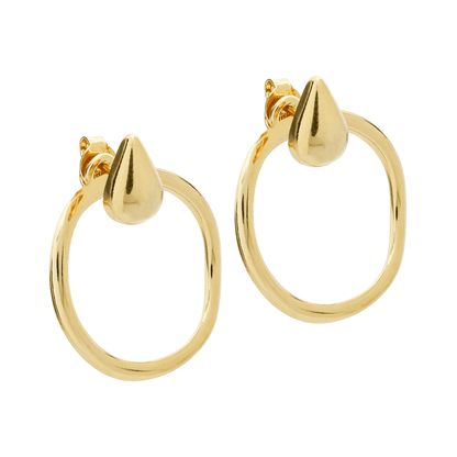 Brinco de Gota Dourado com Argola Banhado a Ouro - Belice Joias