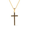Colar Feminino Cruz Pedra Natural Negra Ouro 24k | Belice Joias