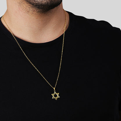 Pingente Masculino Estrela de Davi Banho Ouro 24k - Belice Joias