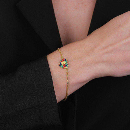 Pulseira Autismo Coração Dourada Banho Ouro 24K - Belice Joias