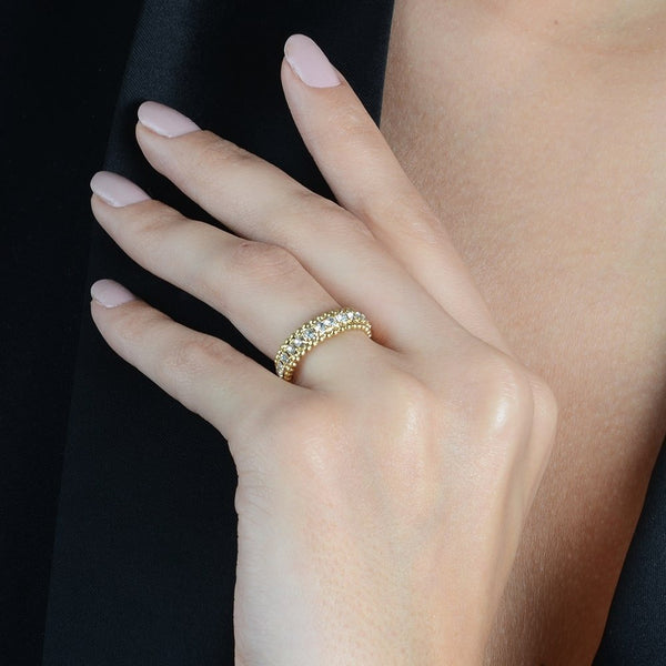 Anel Aparador Ouro 24K Cravejado Zircônia - Belice Joias