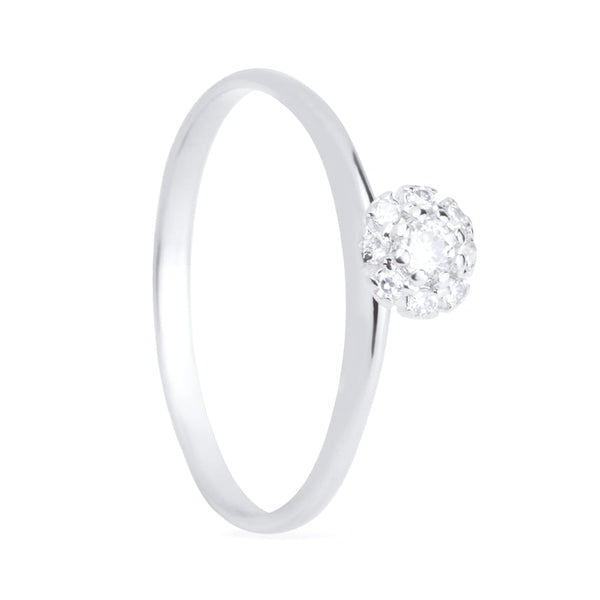 Anel Feminino 9 Zircônias Banhado a Ouro Branco - Belice Joias