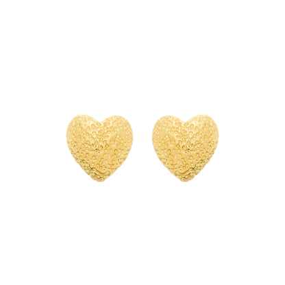 Brinco Dourado Coração Irregular Banhado Ouro 24K - Belice Joias