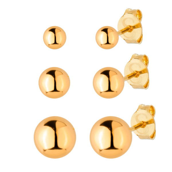 Kit Trio de Brincos Bolinha Banhado a Ouro 24K | Belice Joias