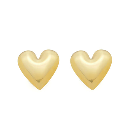 Brinco Dourado Coração Liso Banhado a Ouro 24K | Belice Joias